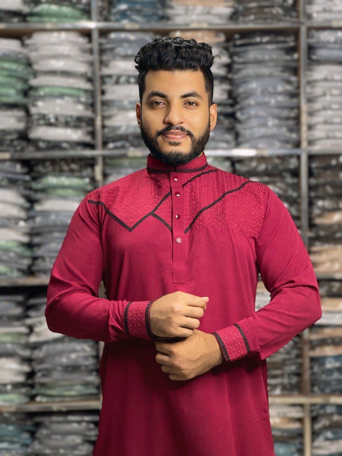 চায়না মাইক্রো স্টিজ ভাংচুর কটন পাঞ্জাবি